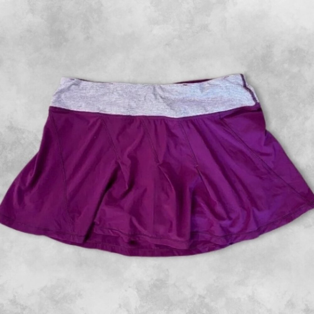 Lululemon Skort Elastic Waist Back Pocket Built-In Short Pleated Pace Purple W 4